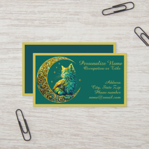 Carte De Visite Chat Mystique sur Conception de Nuit Céleste de Lu
