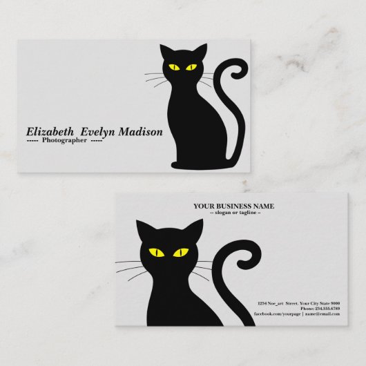 Carte De Visite chat noir 843 (Devant / Derrière)