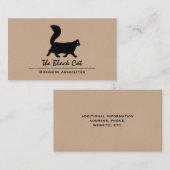 Carte De Visite Chat noir à pied avec longue queue de bouffée (Devant / Derrière)