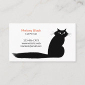 Carte De Visite Chat noir à poils longs avec une longue queue (Devant)