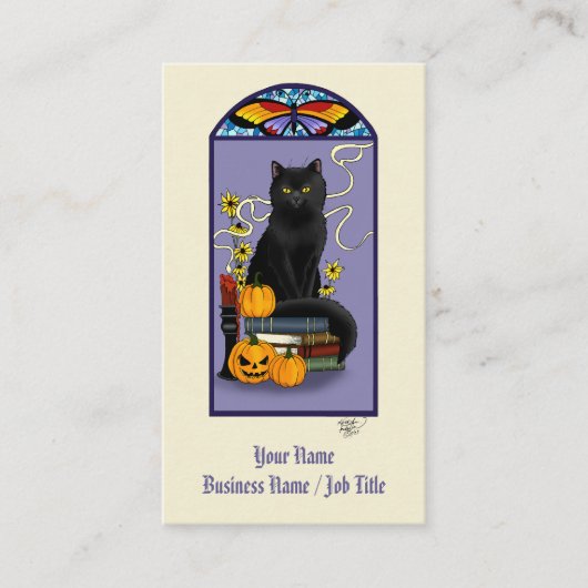 Carte De Visite Chat noir Art Nouveau (Devant)