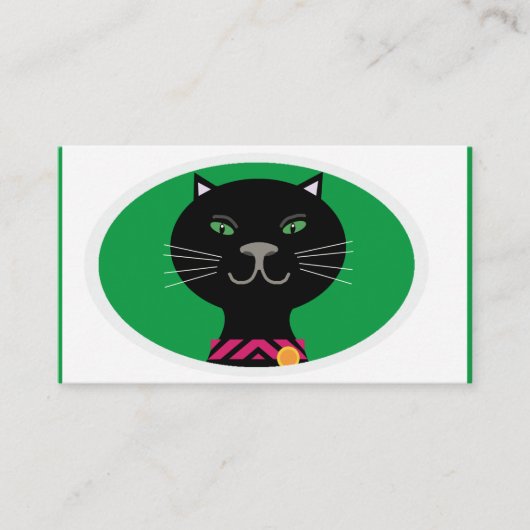 Carte De Visite Chat noir aux yeux verts (Devant)