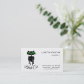 Carte De Visite Chat noir aux yeux verts (Debout devant)