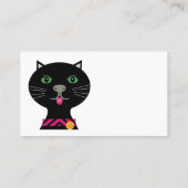 Carte De Visite Chat noir aux yeux verts et col rose (Dos)