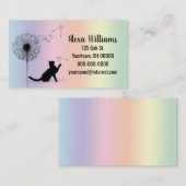 Carte De Visite Chat Noir Avec Dandelion (Devant / Derrière)