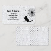 Carte De Visite Chat noir avec Dandelion sur des points d'épine (Devant / Derrière)