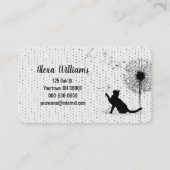 Carte De Visite Chat noir avec Dandelion sur des points gris (Devant)