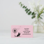 Carte De Visite Chat noir avec pissenlit à points (Debout devant)