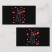 Carte De Visite Chat noir avec Rose Valentines Chemise Saint Valen (Devant / Derrière)