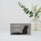 Carte De Visite Chat Noir Cool avec Longue Queue | Félin Amusant (Debout devant)