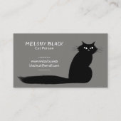 Carte De Visite Chat Noir Cool avec Longue Queue | Félin Amusant (Devant)