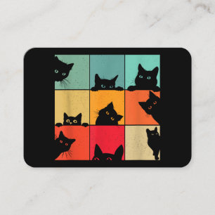 Carte De Visite Chat Noir Curieux Drôle Rétro Vintage pour Amateur