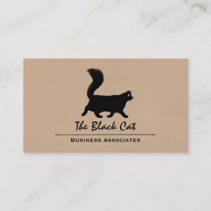 Carte De Visite Chat noir de marche avec la longue queue