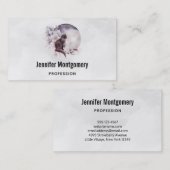 Carte De Visite Chat noir devant une Pleine lune magique (Devant / Derrière)