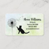 Carte De Visite Chat noir et semis de Dandelion (Devant)