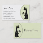 Carte De Visite Chat noir gai (Devant / Derrière)