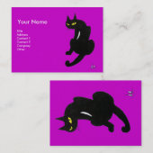 Carte De Visite CHAT NOIR, Papier perle violet violet (Devant / Derrière)
