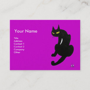 Carte De Visite CHAT NOIR, Papier perle violet violet