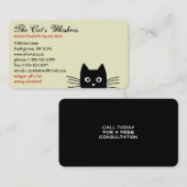 Carte De Visite Chat Noir qui Épie (Devant / Derrière)