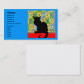 Carte De Visite Chat noir sur Abstrait (Devant / Derrière)