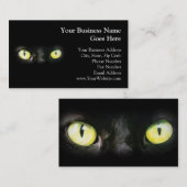Carte De Visite Chat noir, Yellow Green Eyes, sobre et Éffrayant (Devant / Derrière)