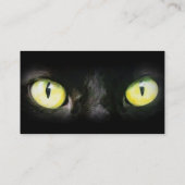 Carte De Visite Chat noir, Yellow Green Eyes, sobre et Éffrayant (Dos)