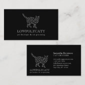 Carte De Visite Chat Polygonal Moderne Noir (Devant / Derrière)