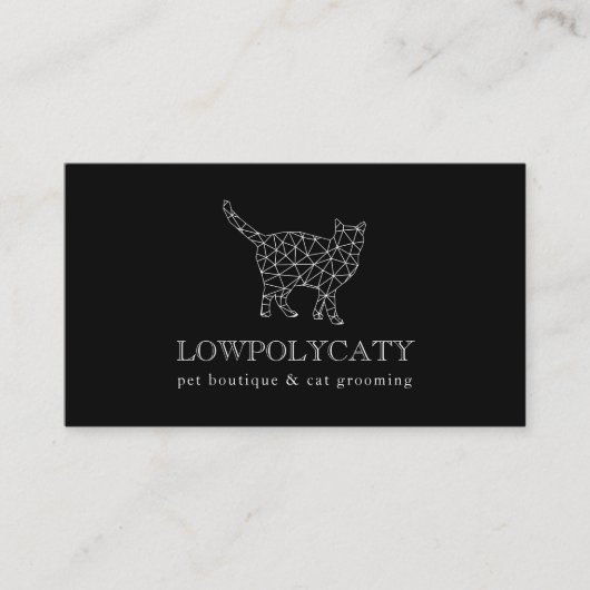 Carte De Visite Chat Polygonal Moderne Noir (Devant)
