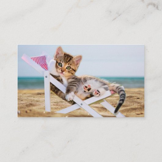 Carte De Visite Chat reposant sur une chaise longue (Dos)