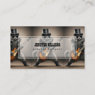 Carte De Visite Chat Rockstar Jouant de la Guitare Électrique en C