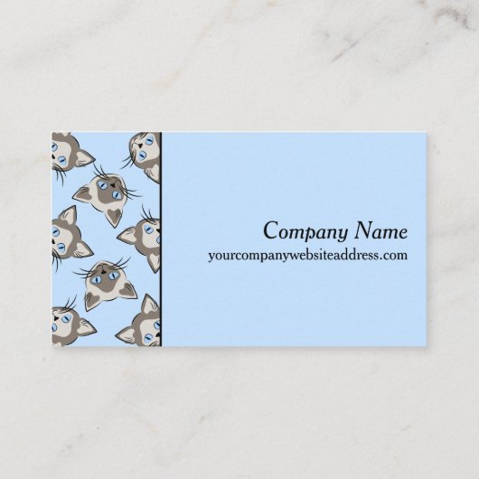 Carte De Visite Chat Siamese Blue Eyed face Motif d'art graphique (Dos)