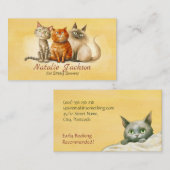 Carte De Visite Chat Sitter - Adorable Chats Aquarelle (Devant / Derrière)