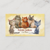 Carte De Visite Chat Sitter - Adorable Chats Aquarelle (Devant)