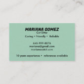 Carte De Visite Chat Sitter mange Check Meowt Kittens Chats Vis (Dos)