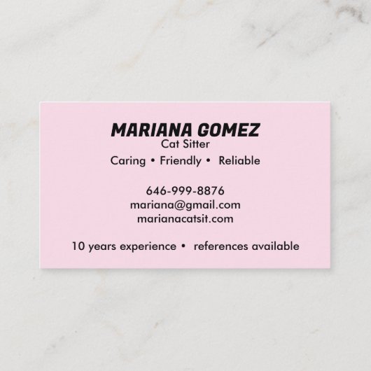 Carte De Visite Chat Sitter mange Check Meowt Kittens Chats Vis (Dos)