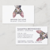Carte De Visite Chat Sphynx Blanc Drôle (Devant / Derrière)