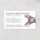 Carte De Visite Chat Sphynx Blanc Drôle (Dos)