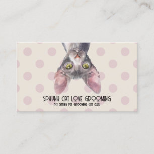Carte De Visite Chat sphynx canadien motif à points