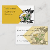 Carte De Visite Chat squelette & Art de terrarium Zen (Devant / Derrière)
