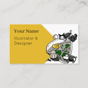 Carte De Visite Chat squelette & Art de terrarium Zen