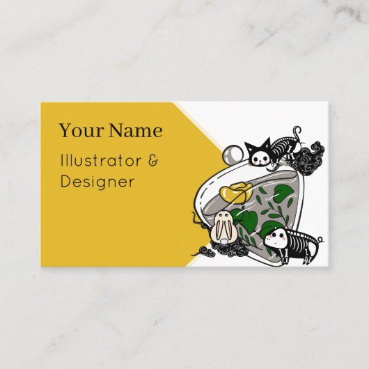 Carte De Visite Chat squelette & Art de terrarium Zen (Devant)