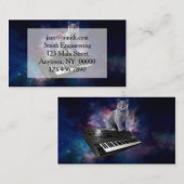 Carte De Visite Chat sur synthétiseur dans l'espace (Devant / Derrière)