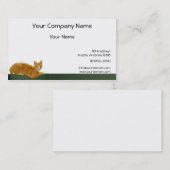Carte De Visite Chat tigré orange sur la barrière verte (Devant / Derrière)