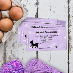Carte de visite Chat Tricotant Laine Avec Fil de L