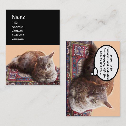 CARTE DE VISITE CHAT TURQUE EN MÉDITATION TRANSCENDENTALE (Devant / Derrière)