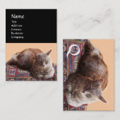 CARTE DE VISITE CHAT TURQUE SUR L'ANCIEN MONOGRAMME DE MOQUETTE (Devant / Derrière)