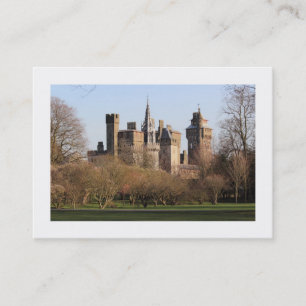 Carte De Visite Château de Cardiff au début du printemps (borduré)