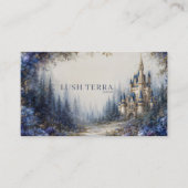 Carte De Visite Château de Conte de Fées Éthéré Fleurs Bleues Forê (Devant)
