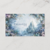 Carte De Visite Château de Conte de Fées Fleurs Violettes Forêt Br (Devant)