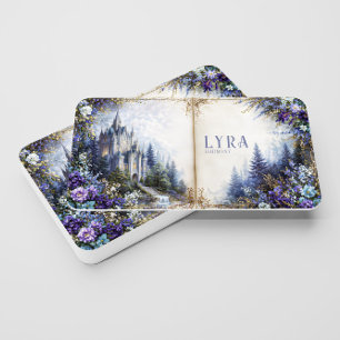 Carte De Visite Château de Conte de Fées Floral Pourpre Livre Ouve
